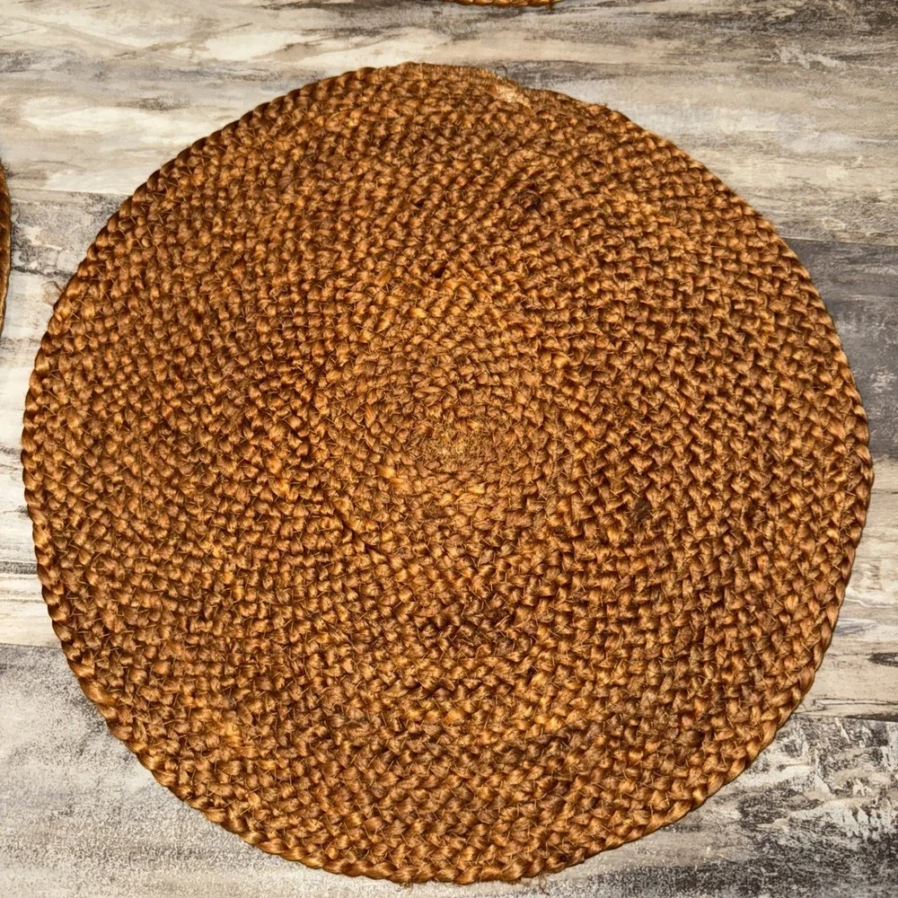 Woven Macrame Fiber 6 Pc Placemat Set Cottagecore Rust Brown Fall Autumn 15 In